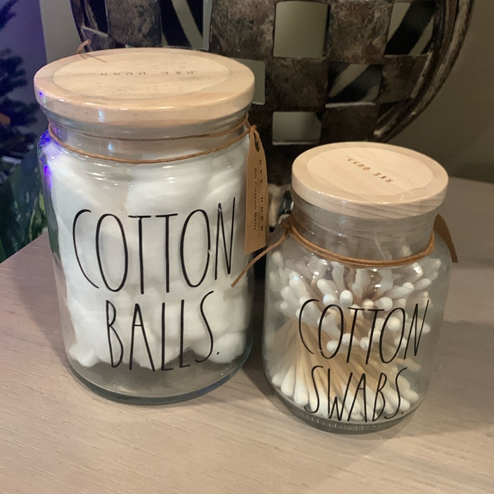Rae Dunn Cotton Balls and Cotton Swabs